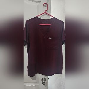 Figs Catarina Scrub Top & Basic Livingston Pants Burgundy.